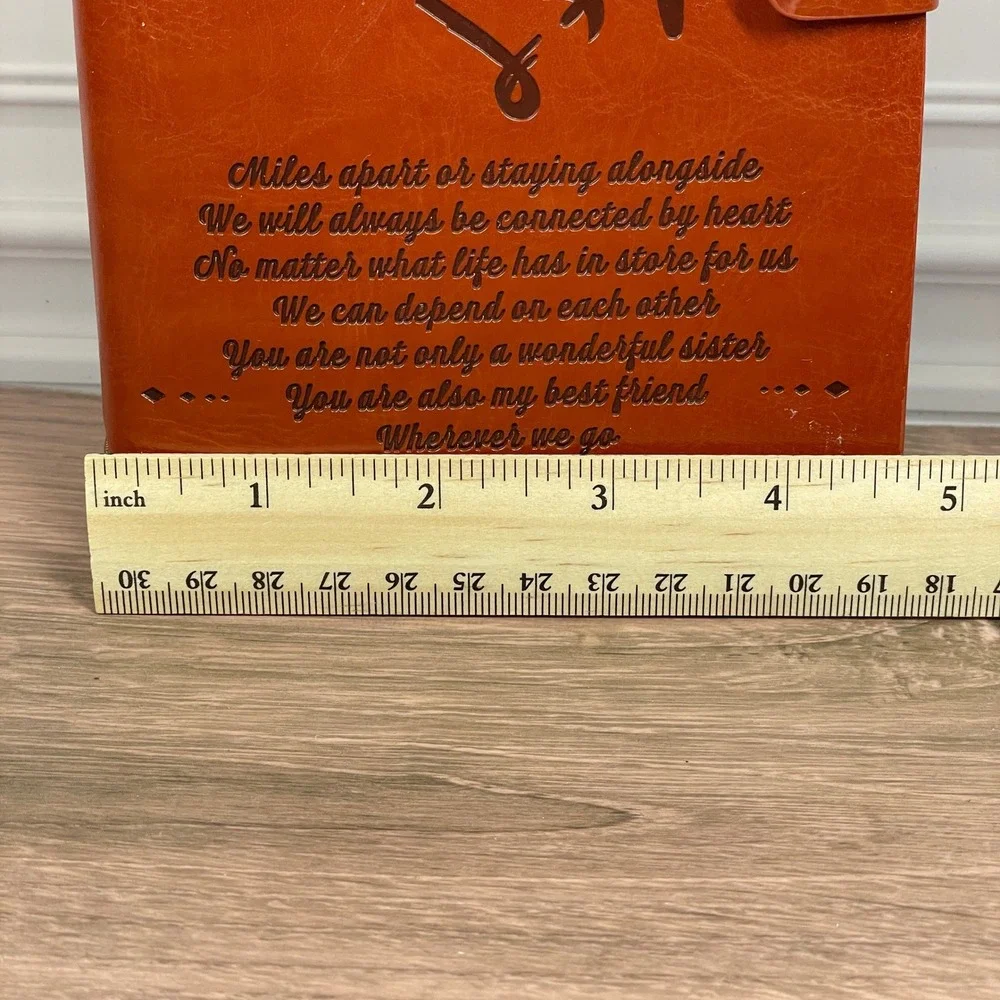 Unbranded To My Sister Engraved Leather Journal Cognac Brown Refillable Travel